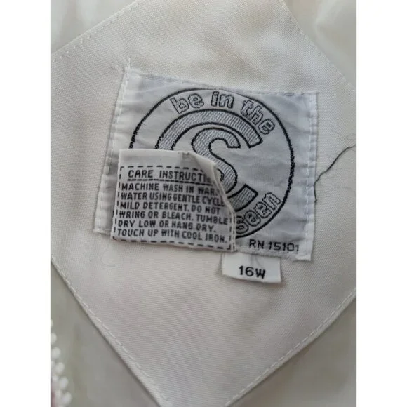 Vtg Current Seen Women’s 16W Colorblock Parka Jacket White Hooded Windbreaker - Picture 9 of 14